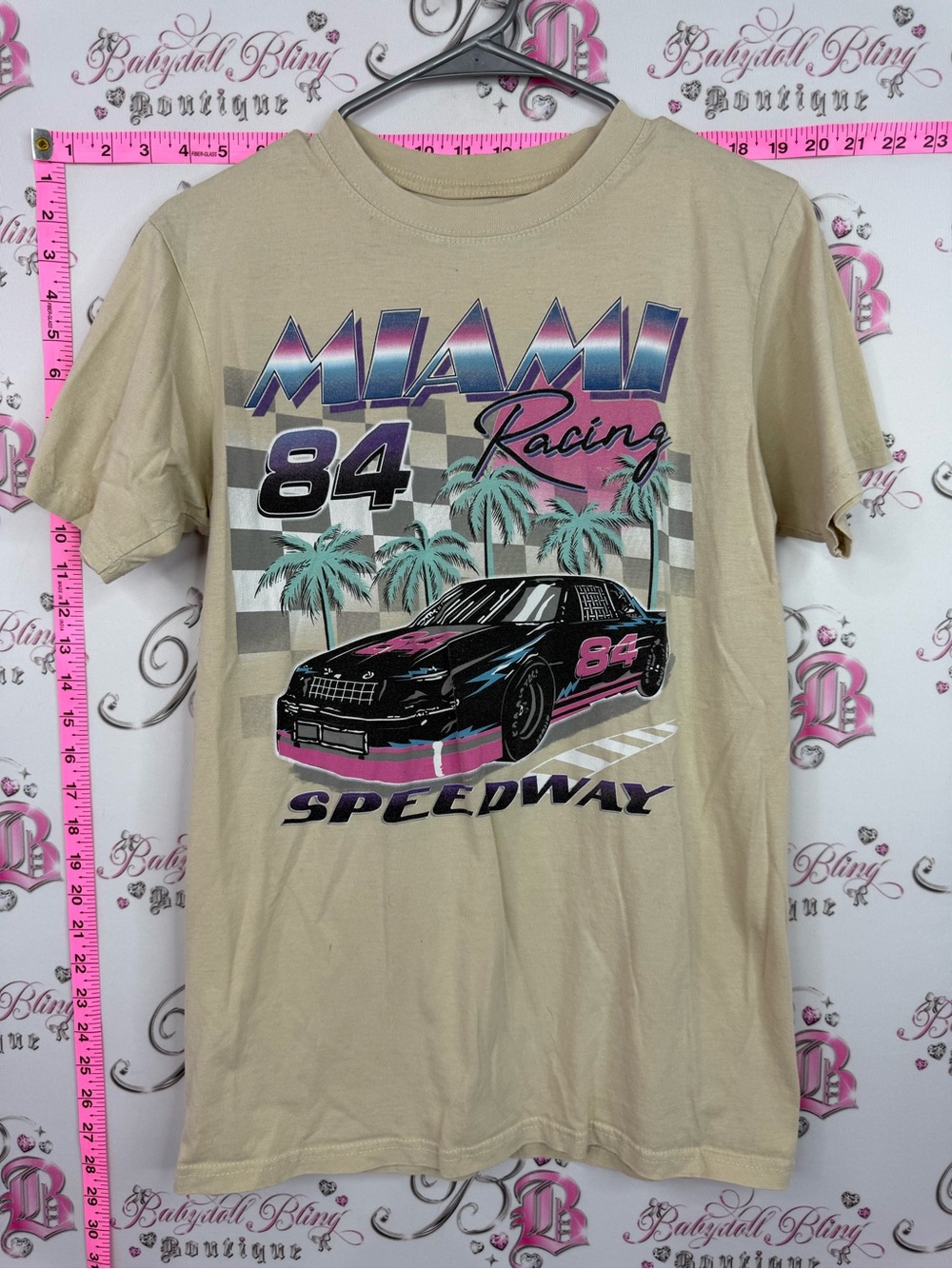 Thrift Shop Exchange Graphic Tee - Light Beige with Black Print